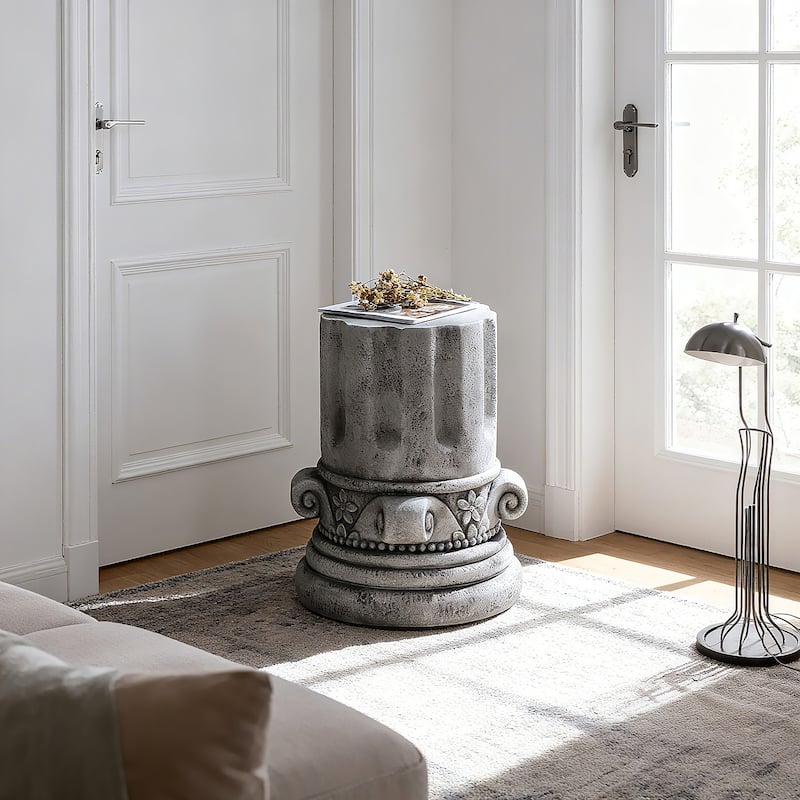 Modern Small Round Side Table for Cement Outdoor Garden Accent indoor and Outdoor