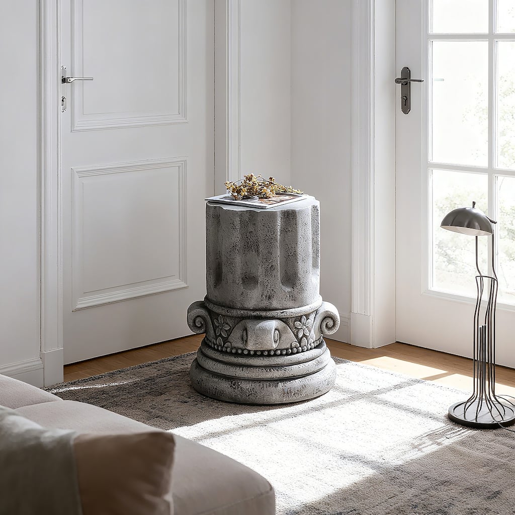 Modern Small Round Side Table for Cement Outdoor Garden Accent indoor and Outdoor