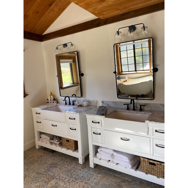 Olia Modern Farmhouse Bathroom Vanity Light Black Glass Wall Sconces