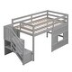preview thumbnail 7 of 7, Twin Size Loft Bed Frame with Storage Staircase, Grey