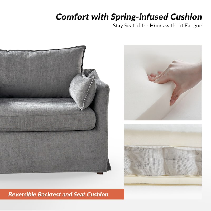 Sophie Modern Oversized Slipcovered Armchair and Ottoman with Lockable Rear Wheels by HULALA HOME