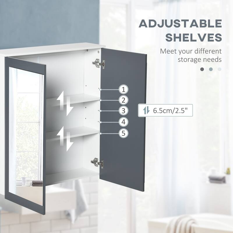 Kleankin Bathroom Medicine Cabinet With Mirror - White