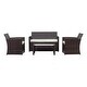 preview thumbnail 8 of 28, Ainfox 4 Pcs Rattan Sofa Set Patio Furniture with/without Umbrella Brown Rattan