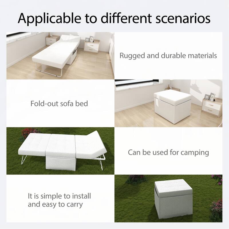 Convertible 4 in 1 Folding Ottoman Sleeper Bed