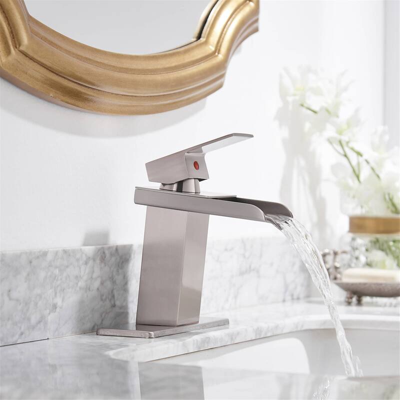 Single Handle Bathroom Faucet With Drain Assembly Waterfall Bathroom Sink Faucets Single Hole Basin Vanity Taps With Deck Plate