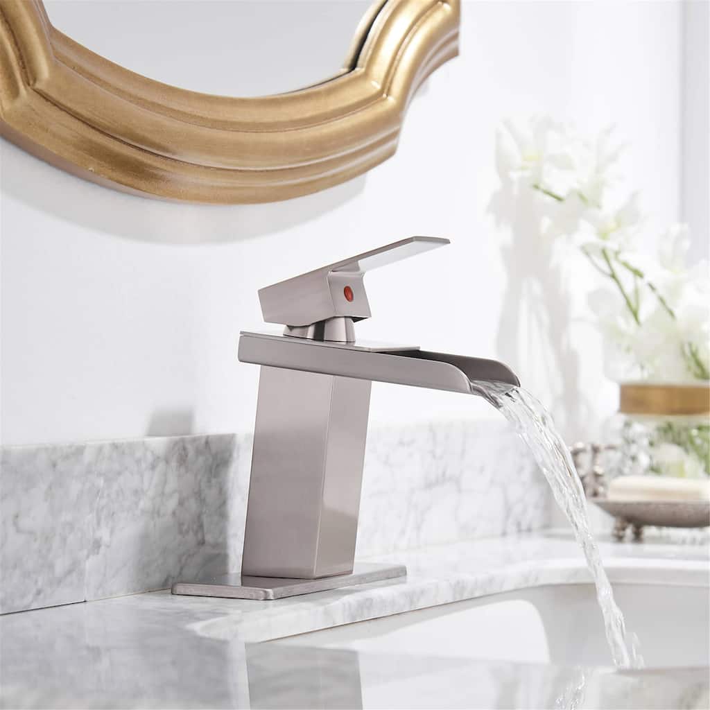 Waterfall Bathroom Sink Faucet Single Handle Bathroom Faucets One Holes Modern Basin Vanity Mixer Taps With Valve