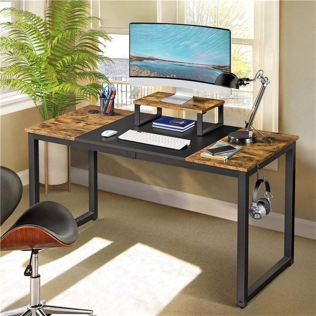 Industrial Computer Desk with Monitor Stand - Overstock - 37529747