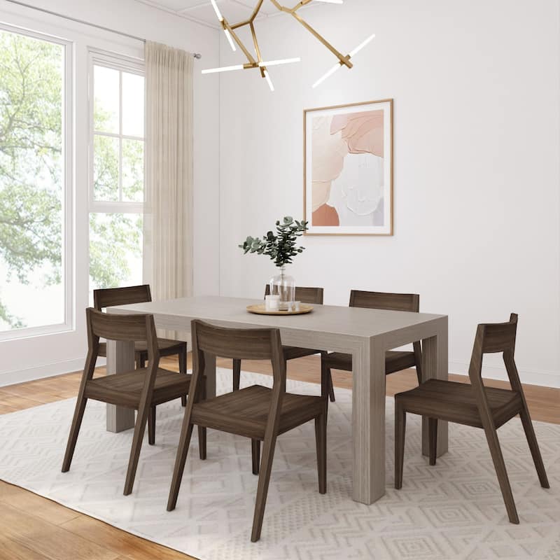 Plank and Beam 72" Modern Solid Wood Dining Table and Chairs Set