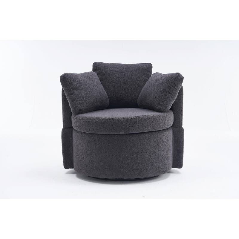 360° Swivel Chair with Storage and Throw Pillows