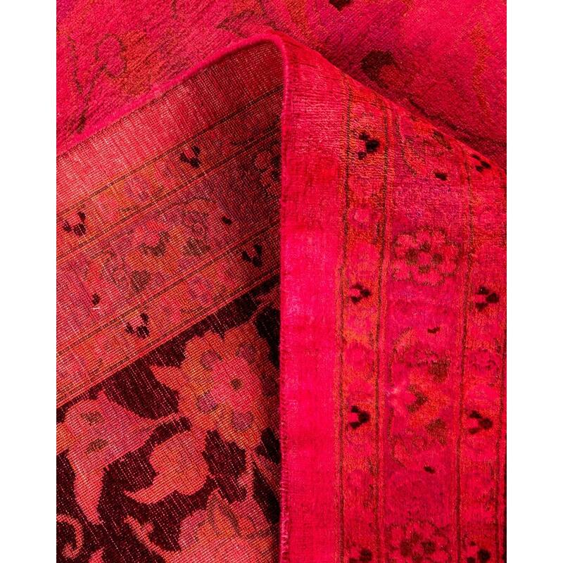 Overton Hand Knotted Wool Vintage Inspired Modern Contemporary Overdyed Pink Area Rug - 9' 2" x 12' 4"
