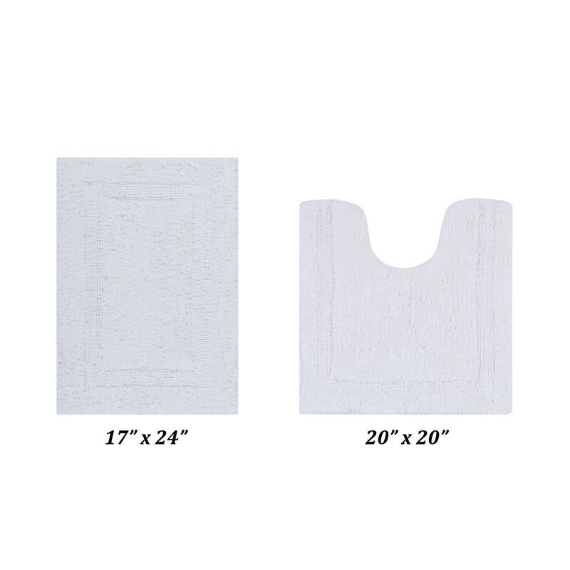 Better Trends Bath Rugs Set 100% Cotton Reversible Water Absorbent Bathroom Rug for Shower, Sink, Bath Mats - Lux Collection