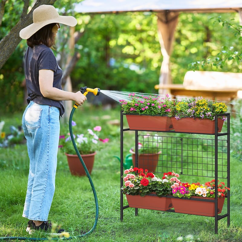 Raised Garden Beds Outdoor Elevated Garden Planter Boxes with Trellis and Legs