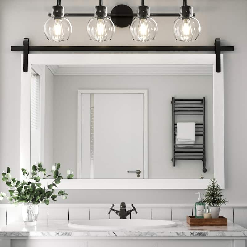 Rural Style Wall Mirrors Farmhouse Bathroom Mirrors Barn Mirror Vanity Mirror with Wood Framed(1 Piece) - 40 X 26 INCHES - White