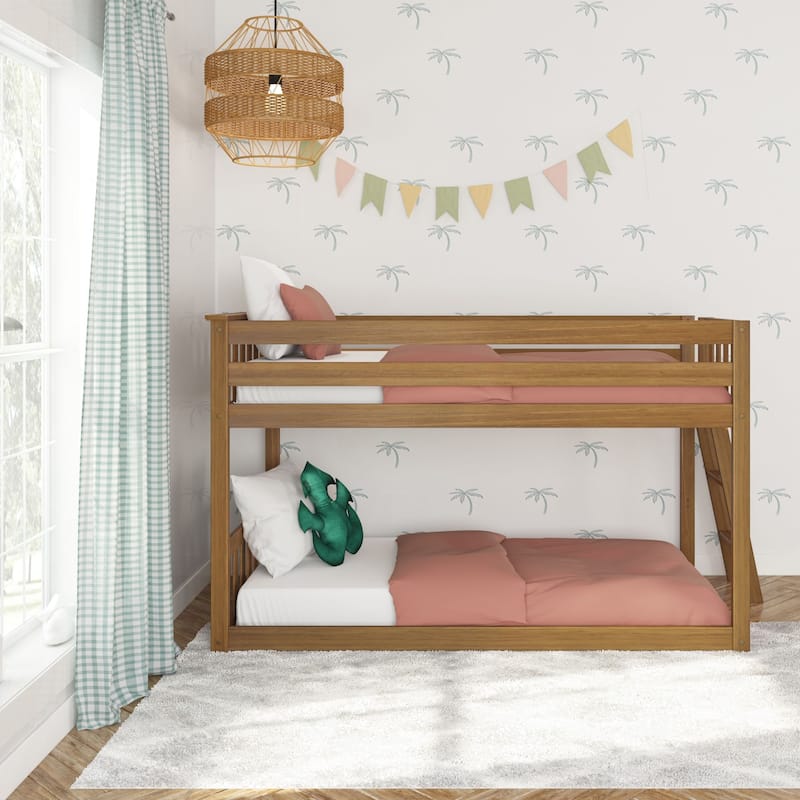 Max and Lily Twin over Twin Low Bunk Bed with Ladder on End