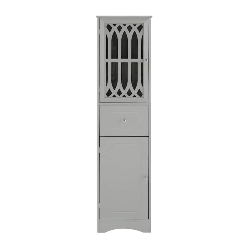 Merax Freestanding Tall Bathroom Cabinet with Acrylic Door