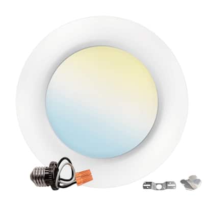 Luxrite 4 Inch LED Disk Lights, 10W, 5CCT 2700K-5000K, 600LM, Dimmable, J-Box or 4" Can Install, Energy Star, ETL