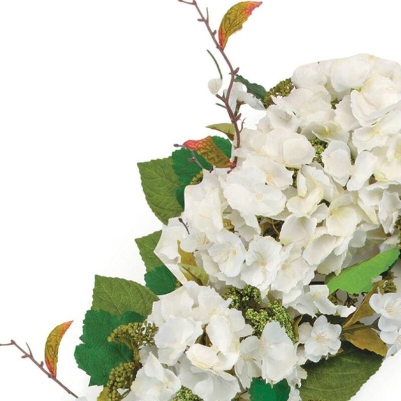 HomeRoots 36" White And Green Hydrangea Artificial Wreath