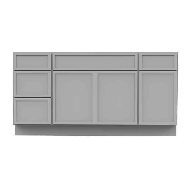 Vanity Art 66" Birch Freestanding Bathroom Vanity Cabinet without Top
