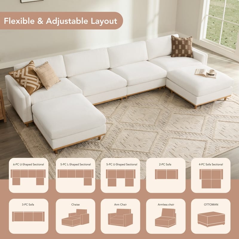 Pamela Oversized Modular Sectional Sofa Couch
