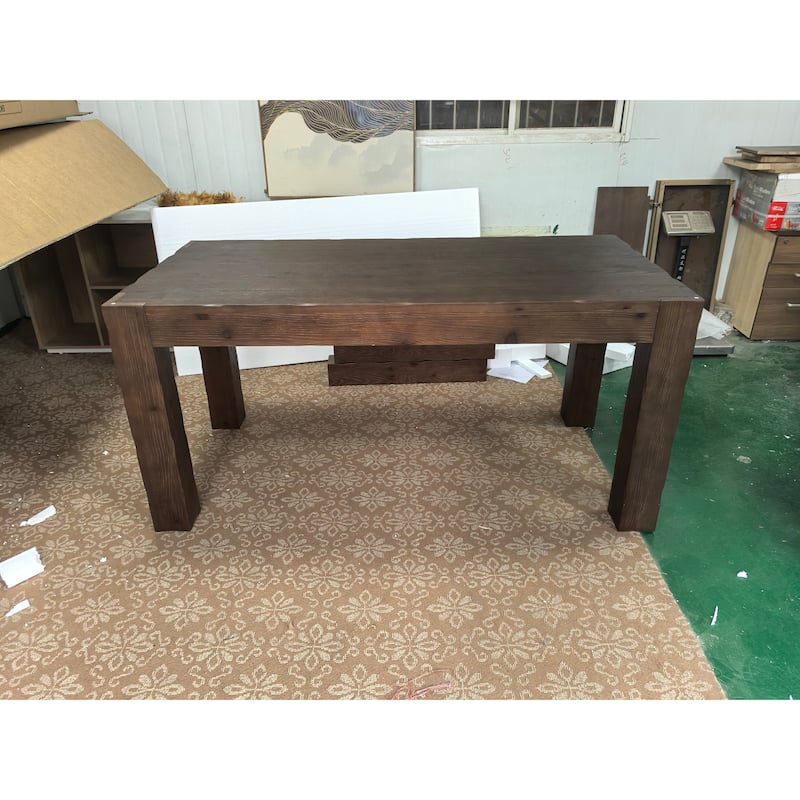 63-Inch Solid Wood Computer Desk, Large Executive Desk for Home Office