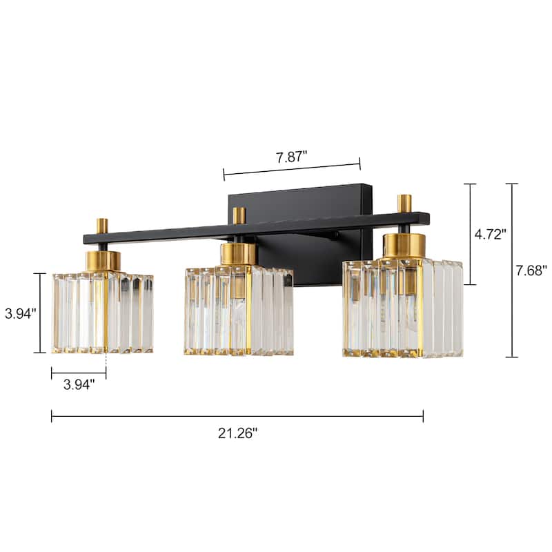 Modern Dimmable Glam Crystal Black Gold Bathroom Vanity Lights