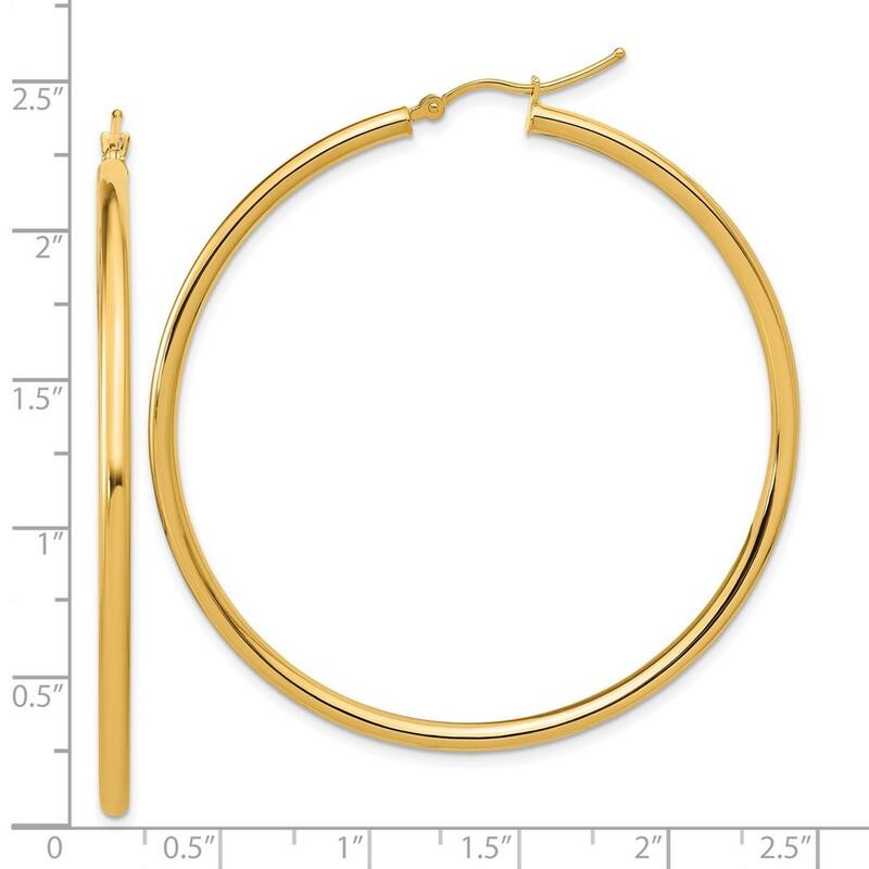 Curata 14k Yellow Gold Polished Hoop Earrings - 55x55mm