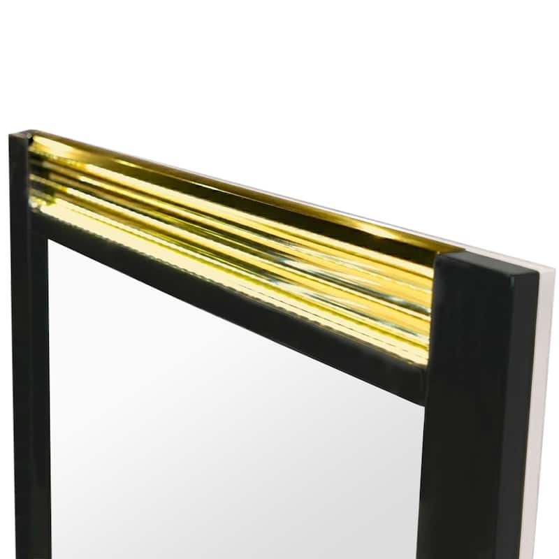 Furniture of America Saven Modern 2-Piece Black Solid Wood 6-Drawer Dresser and Mirror Set with LED Light