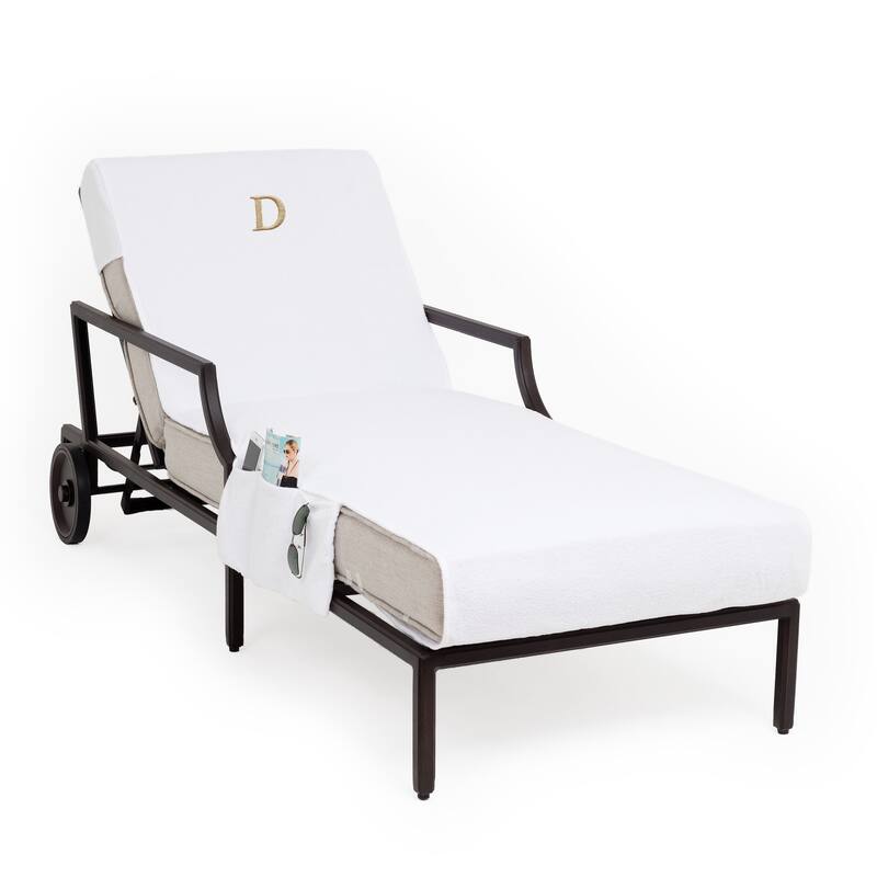Authentic Hotel and Spa Personalized Standard Size Chaise Lounge Cover with Side Pockets - D