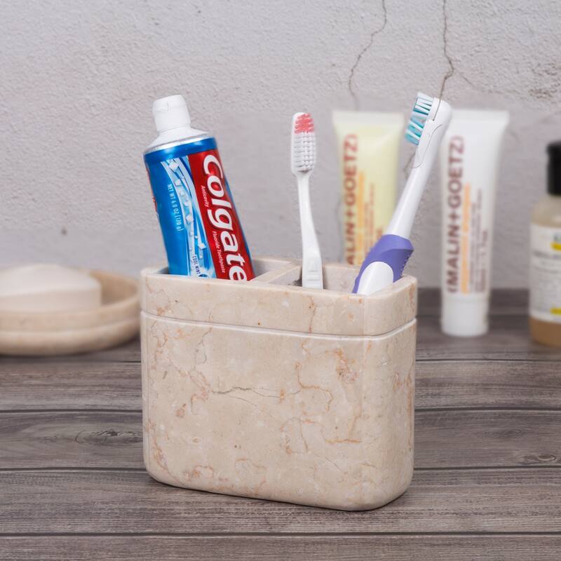 Creative Home Champagne Marble Stone Toothbrush, Tooth Brush Holder, Paste Holder - Beige