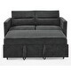 preview thumbnail 9 of 7, Modern Chenille Padded Loveseats Sofa Bed with Pull-out Bed with 3 Positions Adjsutable Back and Two Arm Pocket, Plastic Leg