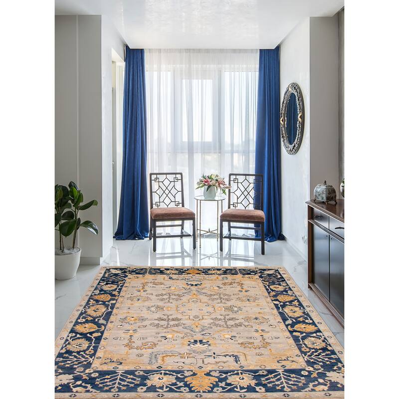 ECARPETGALLERY Hand-knotted Modern Oushak Light Grey Wool Rug - 12' x 15' 3"