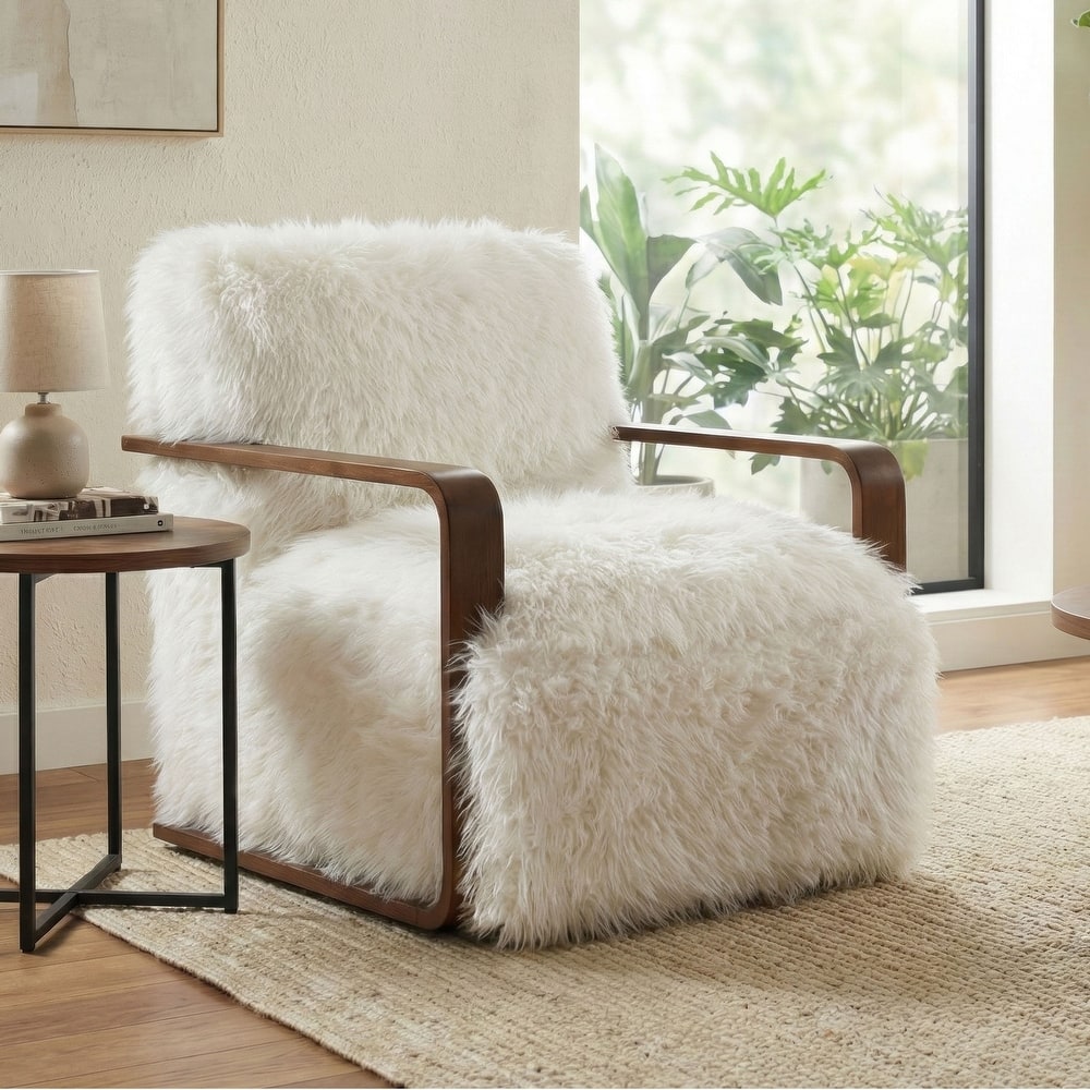 Furniture of America Neyra Modern 28-inch Faux Fur Accent Arm Chair