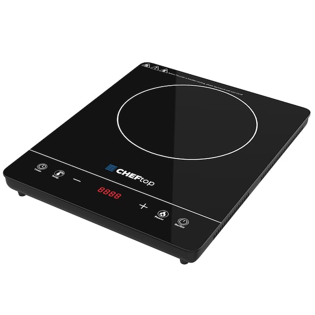 Cheftop Induction Cooktop Portable 120V Digital Electric Cooktop 1800 Watt, Digital 9 Cooking Zones Power Levels - Single Burner - Black