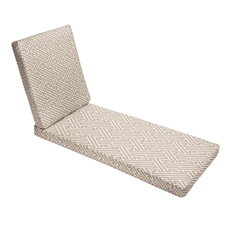 Sorra Home Outdura Labyrinth Ochre Indoor/Outdoor Corded Chaise Lounge Cushion
