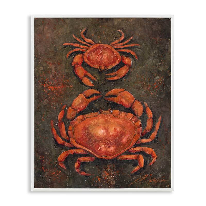 Stupell Small & Large Crab Pair Framed Giclee Art Design By Jody Bergsma - 11 x 14 - White