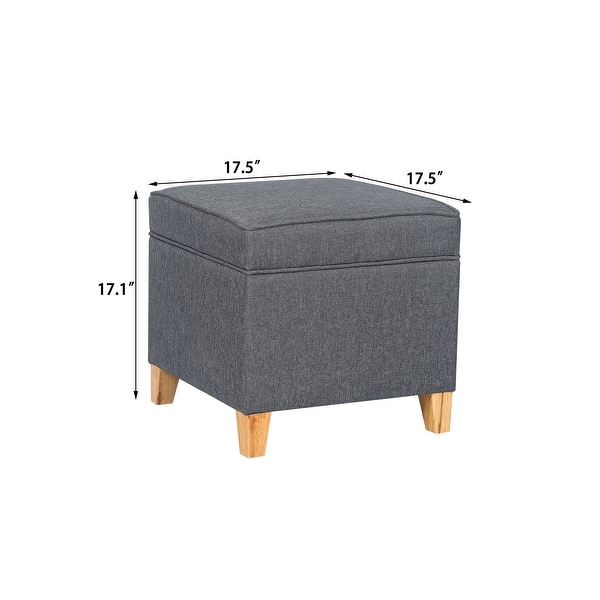 dimension image slide 9 of 14, Adeco Square Storage Ottoman 17 inch Footstool
