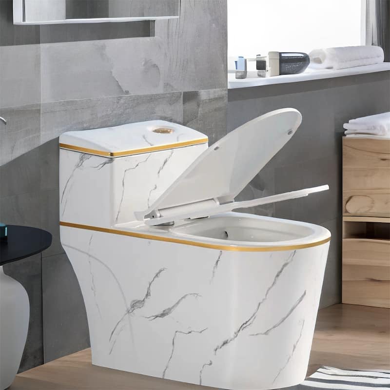 Zyontsr White Mordern Ceramic 1.6 GPF One Piece Toilet (Seat Included) - White