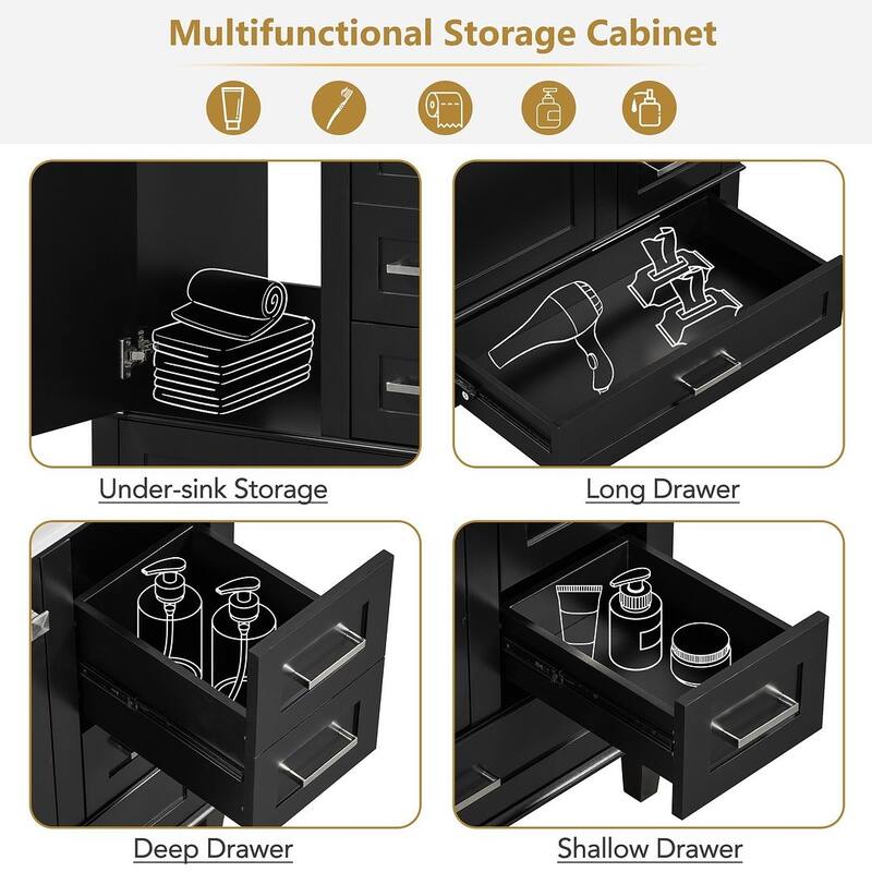 30" Bathroom Vanity With Sink, Solid Wood Bathroom Storage Cabinet