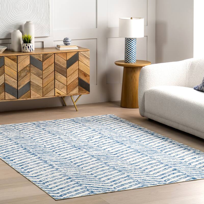 Nuloom Rosanne SpinClean Machine Washable Geometric Area Rug - 5' x 8' - Blue