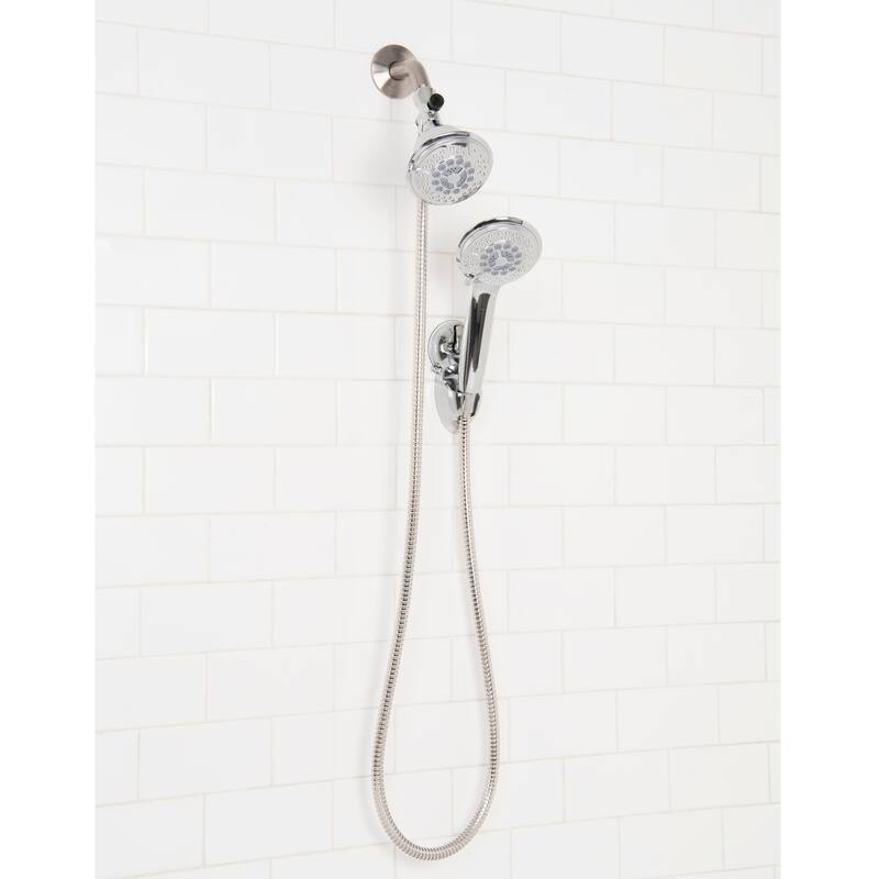 Bath Bliss 5 Function Luxury Dual Shower Head in Chrome - 3.93" Rd x 9.5"