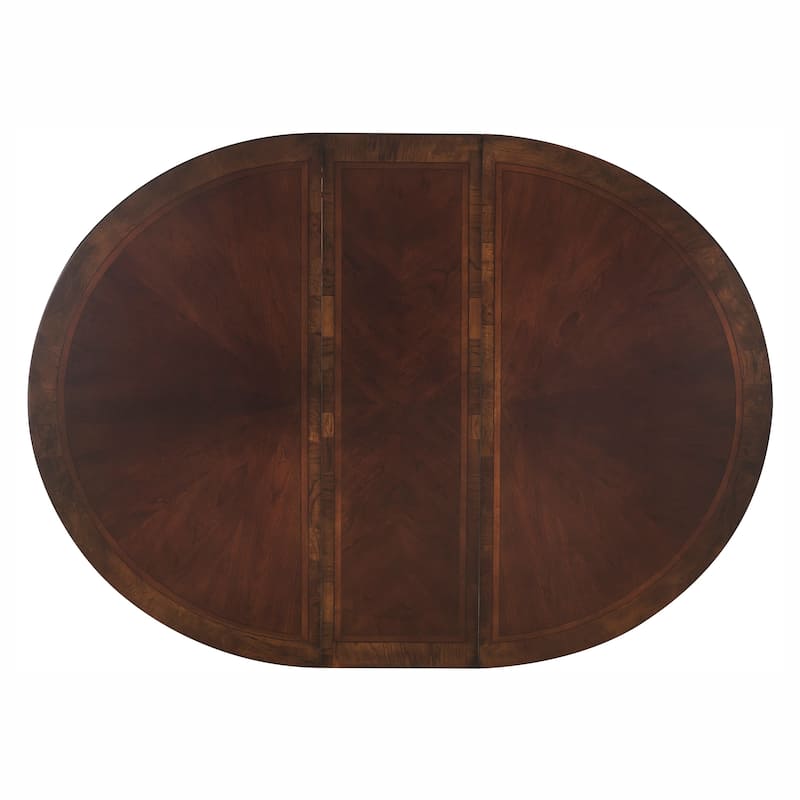 Beautiful Cherry Finish with Gold Tipping 1pc Dining Round/Oval Table with Extension Leaf Traditional Design Furniture