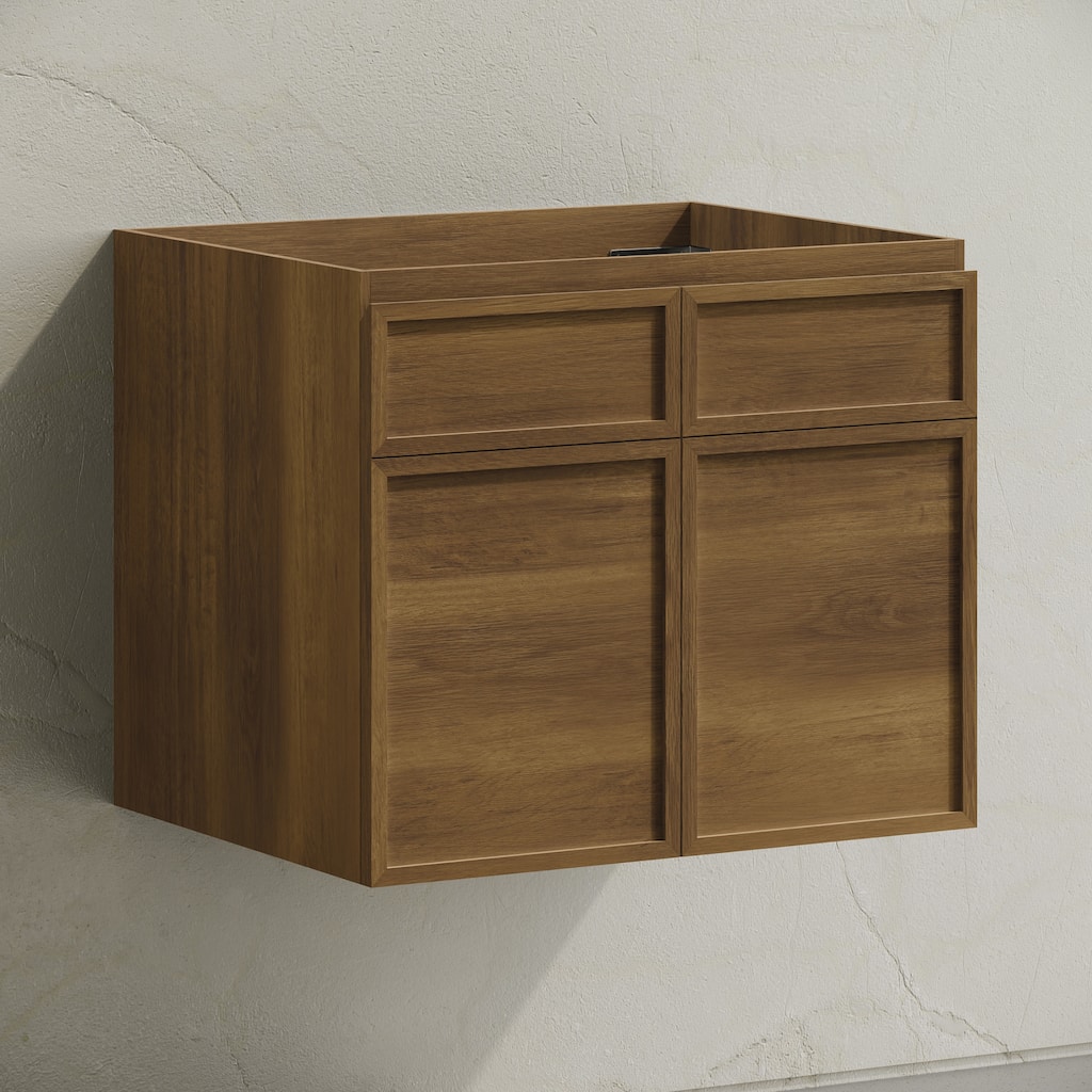 St. Tropez 24" Wall-Mounted Bathroom Vanity Cabinet Without Top In Brown Oak - 24