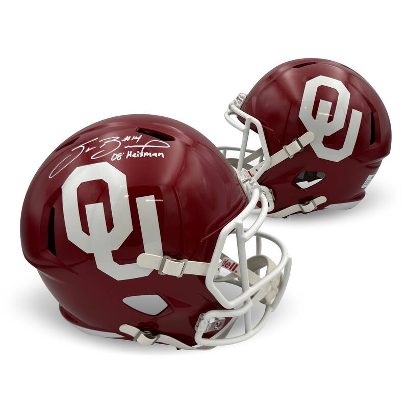 Sam Bradford Autographed Oklahoma Sooners 2008 Heisman Trophy Winner Signed Full Size Replica Football Helmet Beckett COA