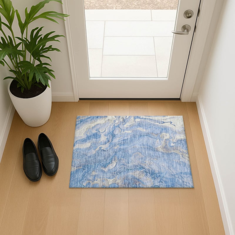 Premium Washable Super Soft Abstract Chic Mayfield Rug - Blue - 1'8" x 2'6"