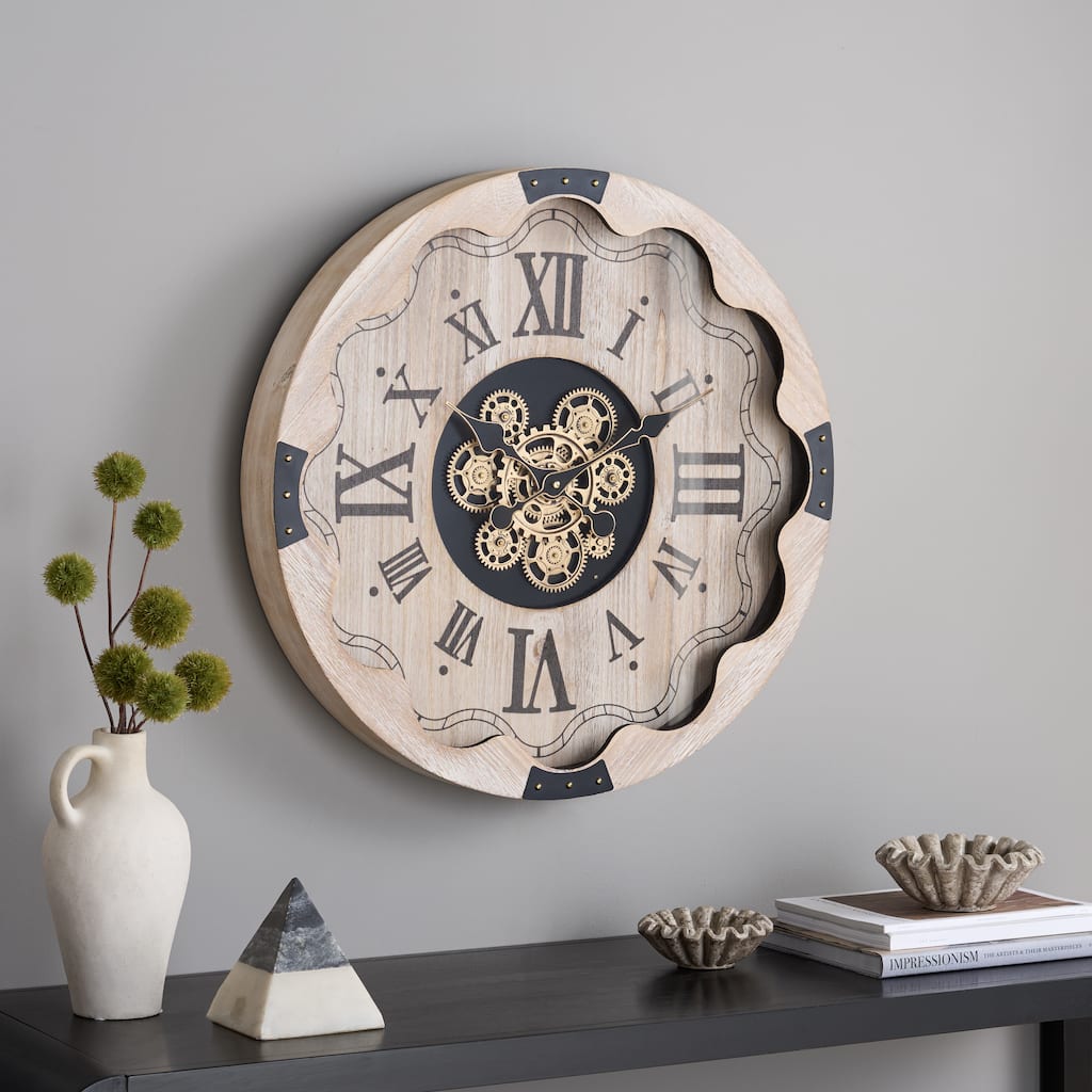 SEI Furniture Winifred Roman Gear Wall Clock - 25"W x 3"D x 25"H