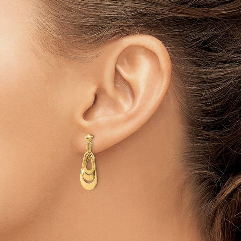 Curata 14k Yellow Gold Polished 22x11.12mm Post Guardian Angel Earrings