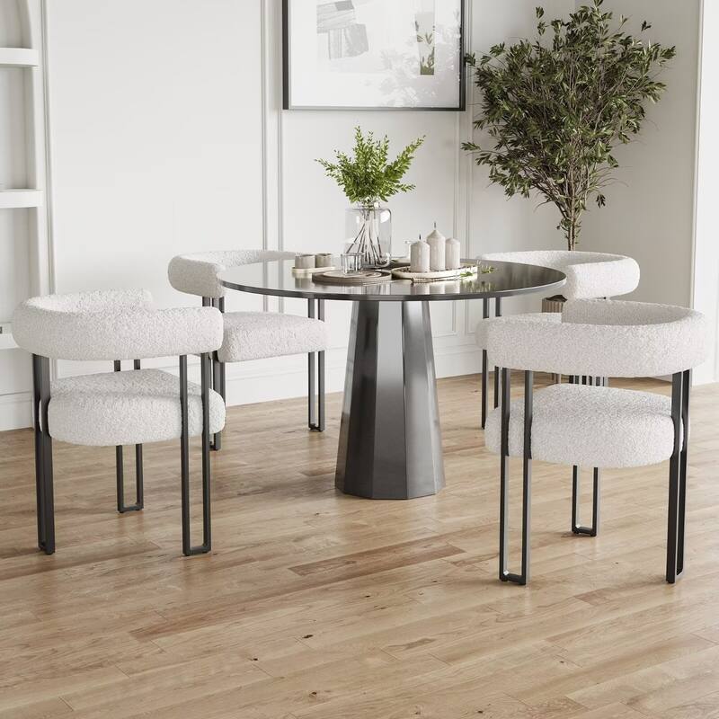 Upholstered Dining Arm Chairs with Metal Frame, Cushioned Seat & Back (Set of 2)