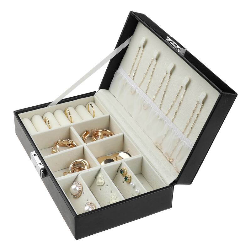 Small Jewelry Boxes, Portable Travel Jewelry storage, Large Capacity for Rings Earrings Necklace - 21x12x6cm