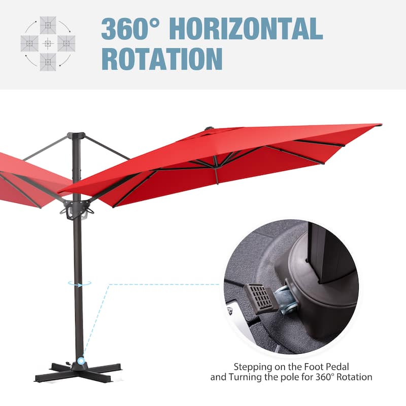 VredHom Patio Outdoor 9 x 11 FT Cantilever-Offset Umbrella with Premium Weight Base