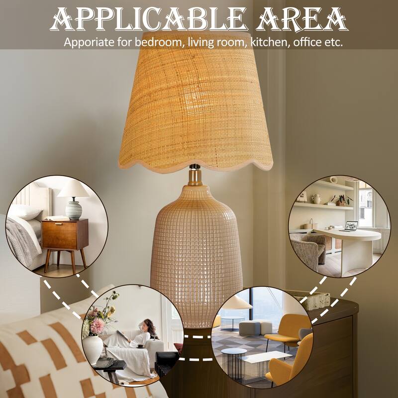 Traditional Ceramic Woven Table Lamp for Living Room